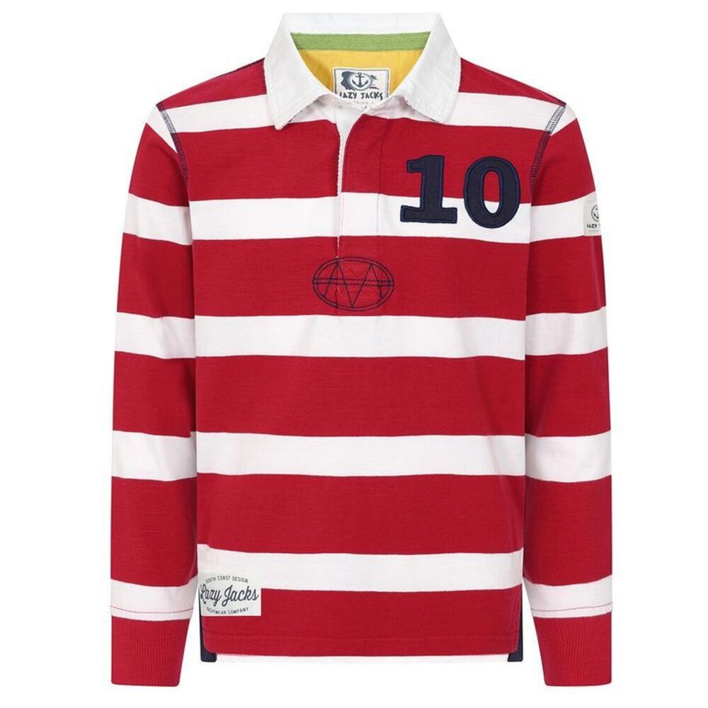 Lazy Jacks Boys Striped Rugby Shirt / Crimson